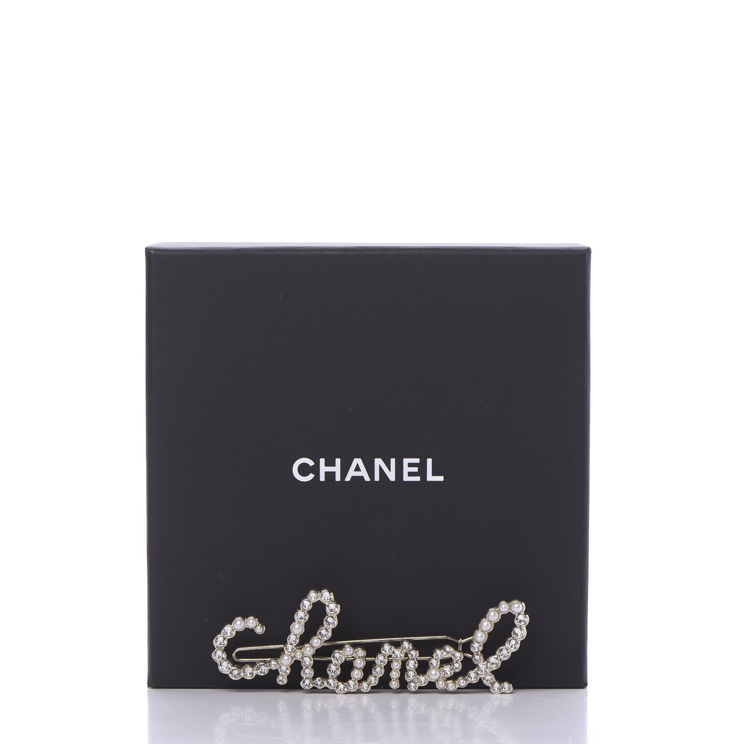 Chanel Metal Glass Swirling Pearls Hair Clip Gold 582752