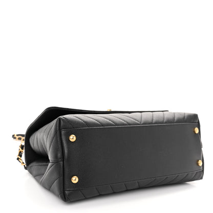 Chanel Caviar Lizard Embossed Chevron Quilted Medium Coco Handle Flap Black 4 of 11