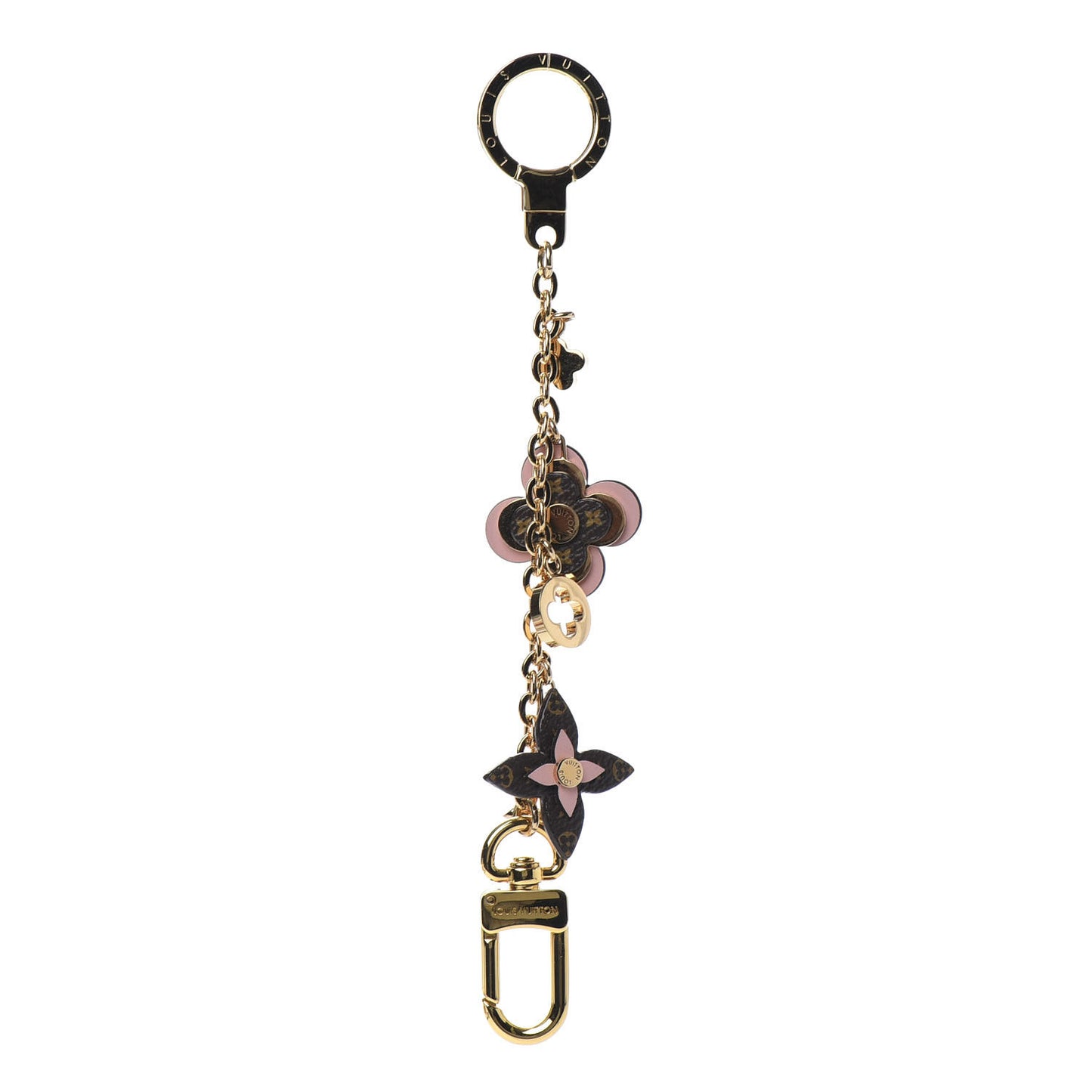 Brass Monogram Blooming Flowers Bag Charm Key Holder Rose Ballerine