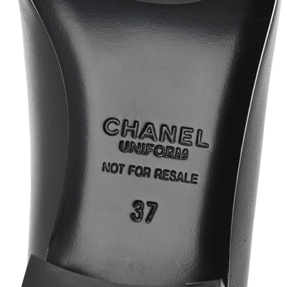 Chanel Calfskin Womens Stitched CC Loafers 37 Black 7 of 9