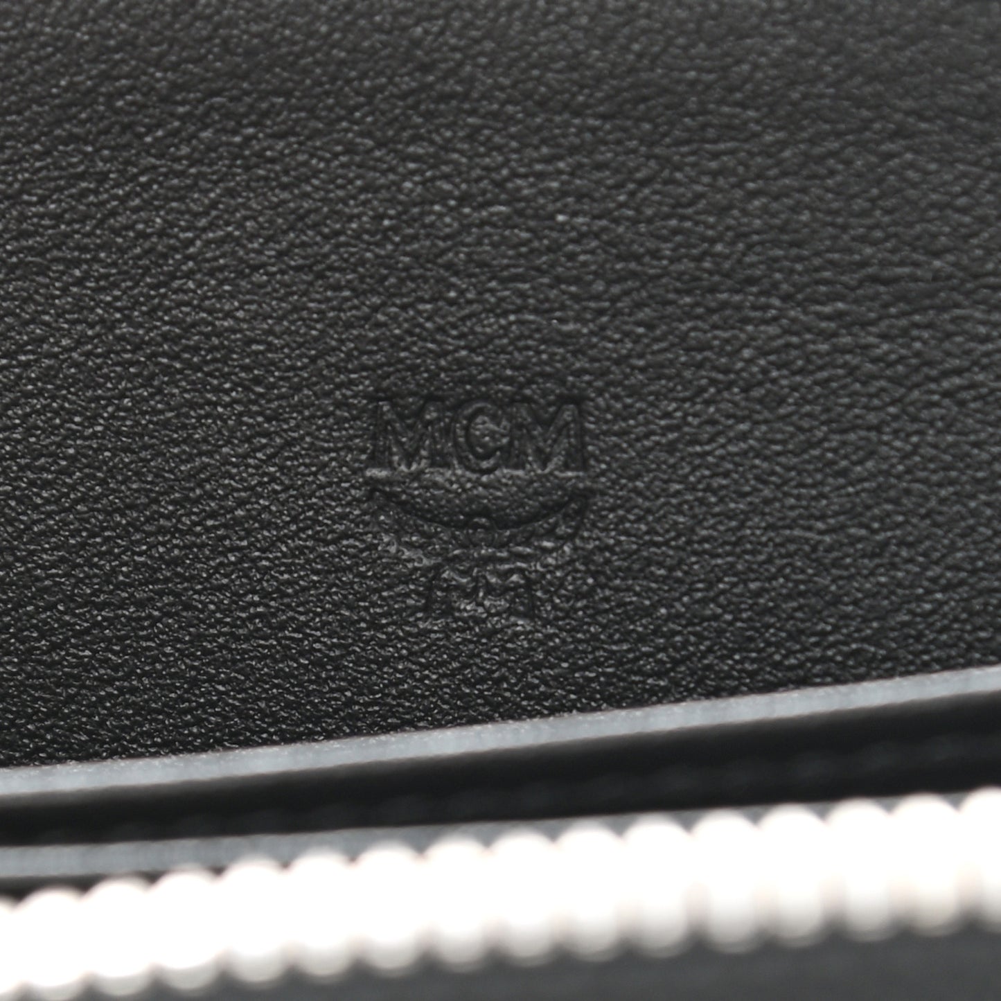 Calfskin Studded Robot Zip Around Wallet Black