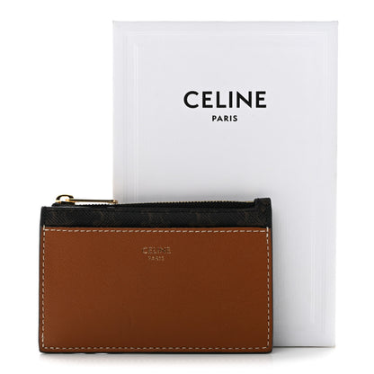 Celine Triomphe Canvas Zipped Card Holder Tan 7 of 7