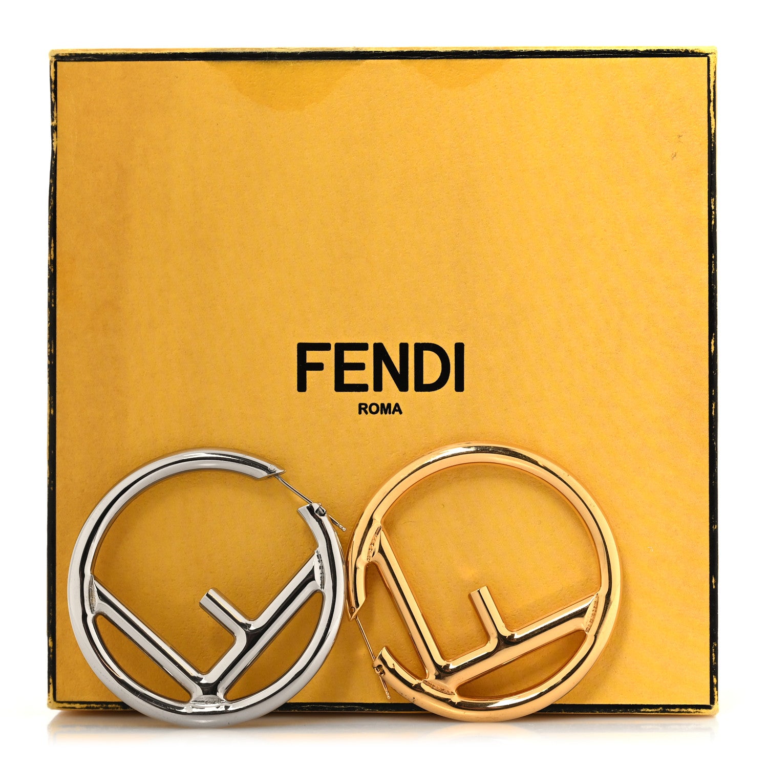 Fendi Metal FF Hoop Earrings Gold Silver 5 of 5
