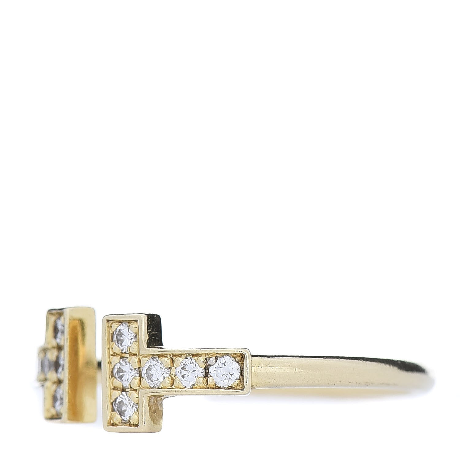 Tiffany 18K Yellow Gold Diamond T Wire Ring 50 5.5 3 of 6