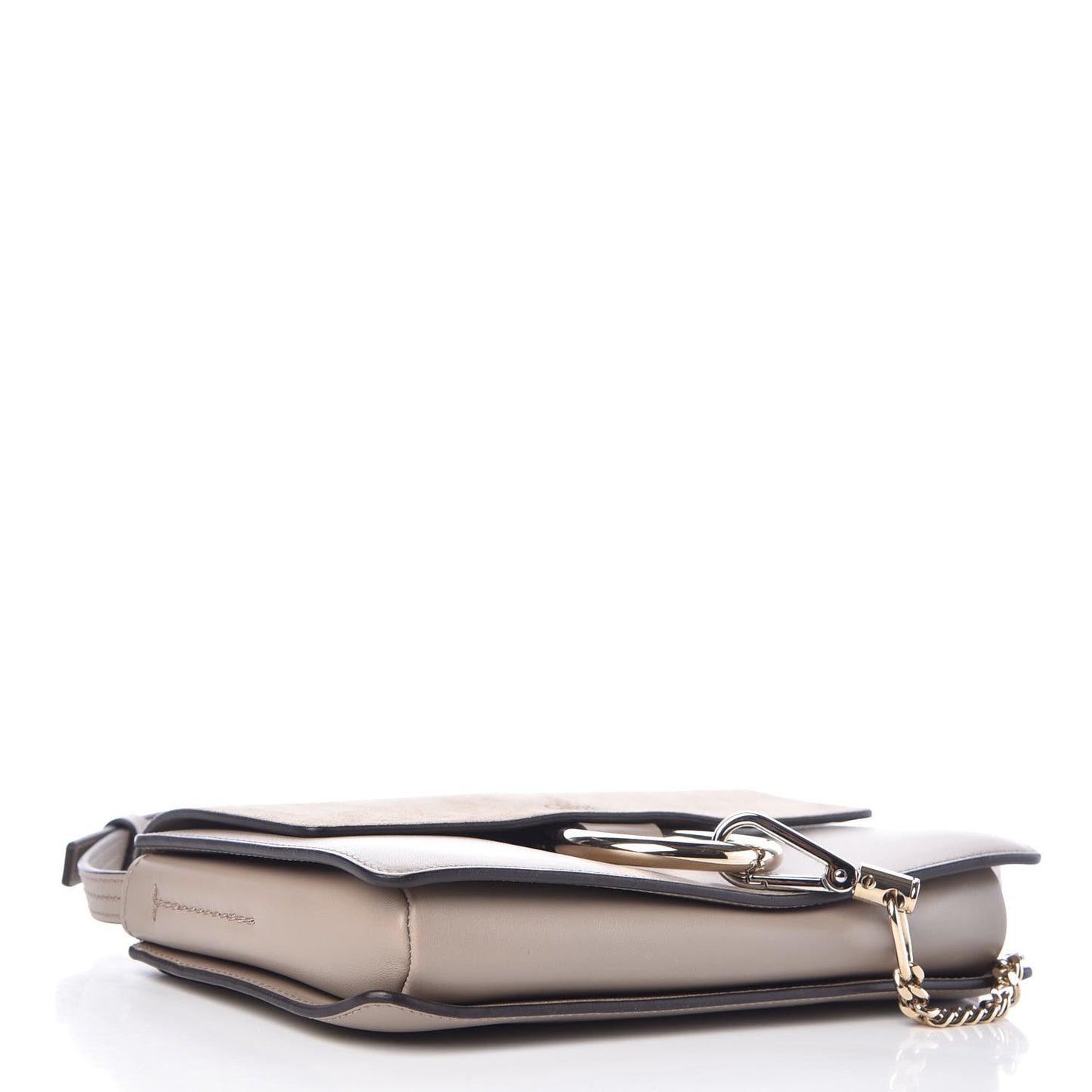 Suede Calfskin Small Faye Shoulder Bag Motty Grey
