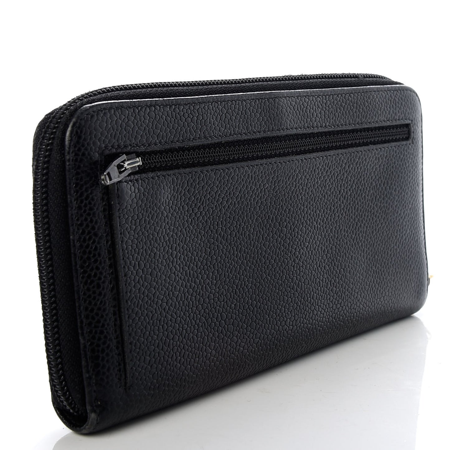 Caviar Large Timeless CC Zip Around Wallet Black