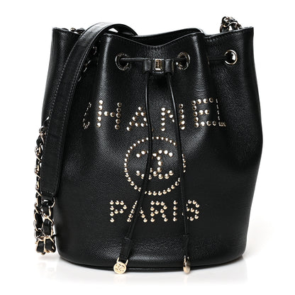 Chanel Caviar Deauville Drawstring Bucket Bag Black 1 of 10