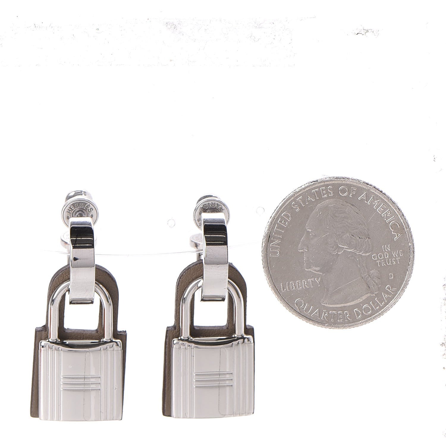 Hermes Palladium Swift O'Kelly Earrings Etoupe 2 of 5