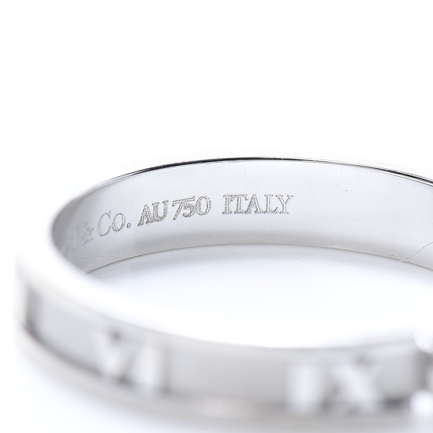 Tiffany 18K White Gold Diamond Atlas Solitaire Band Ring 52 6 5 of 5
