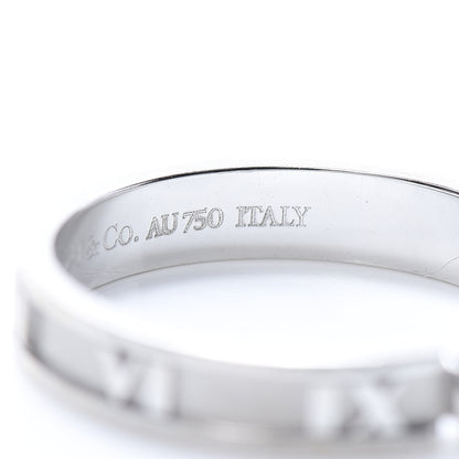 Tiffany 18K White Gold Diamond Atlas Solitaire Band Ring 52 6 5 of 5