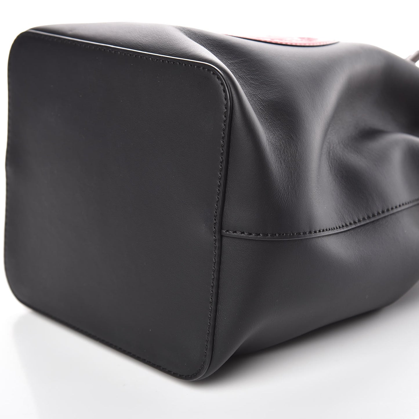 Vitello Century Matte F is Fendi Stamp Patch Bi-Color Grande Mon Tresor Bucket Bag Black Maya Fragola