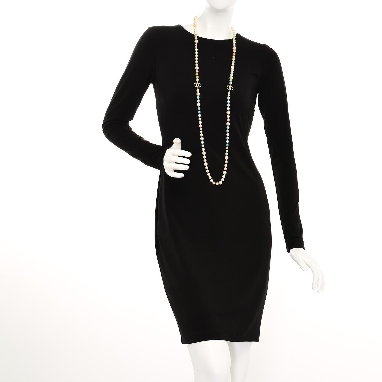 Chanel Beaded Pearl CC Long Necklace Gold Multicolor 2 of 6