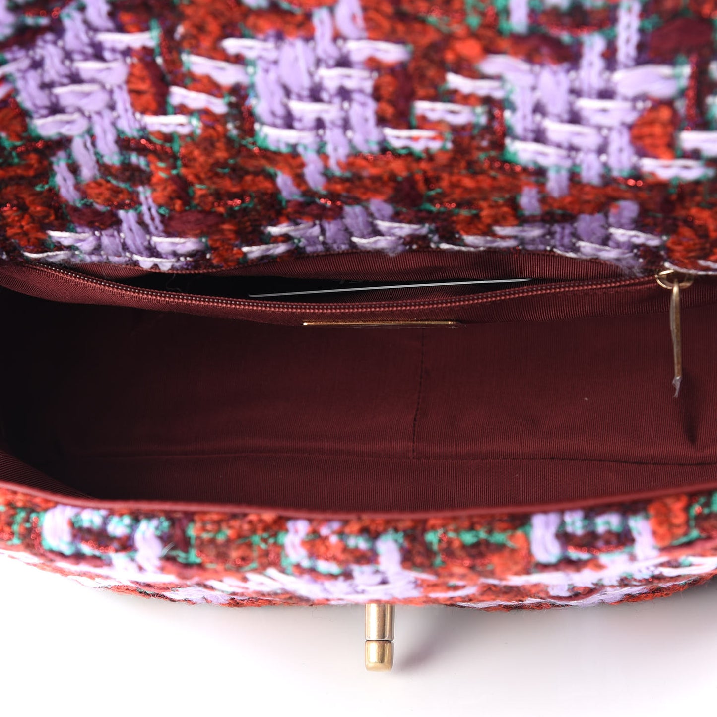Tweed Quilted Large 19 Flap Red Purple Green