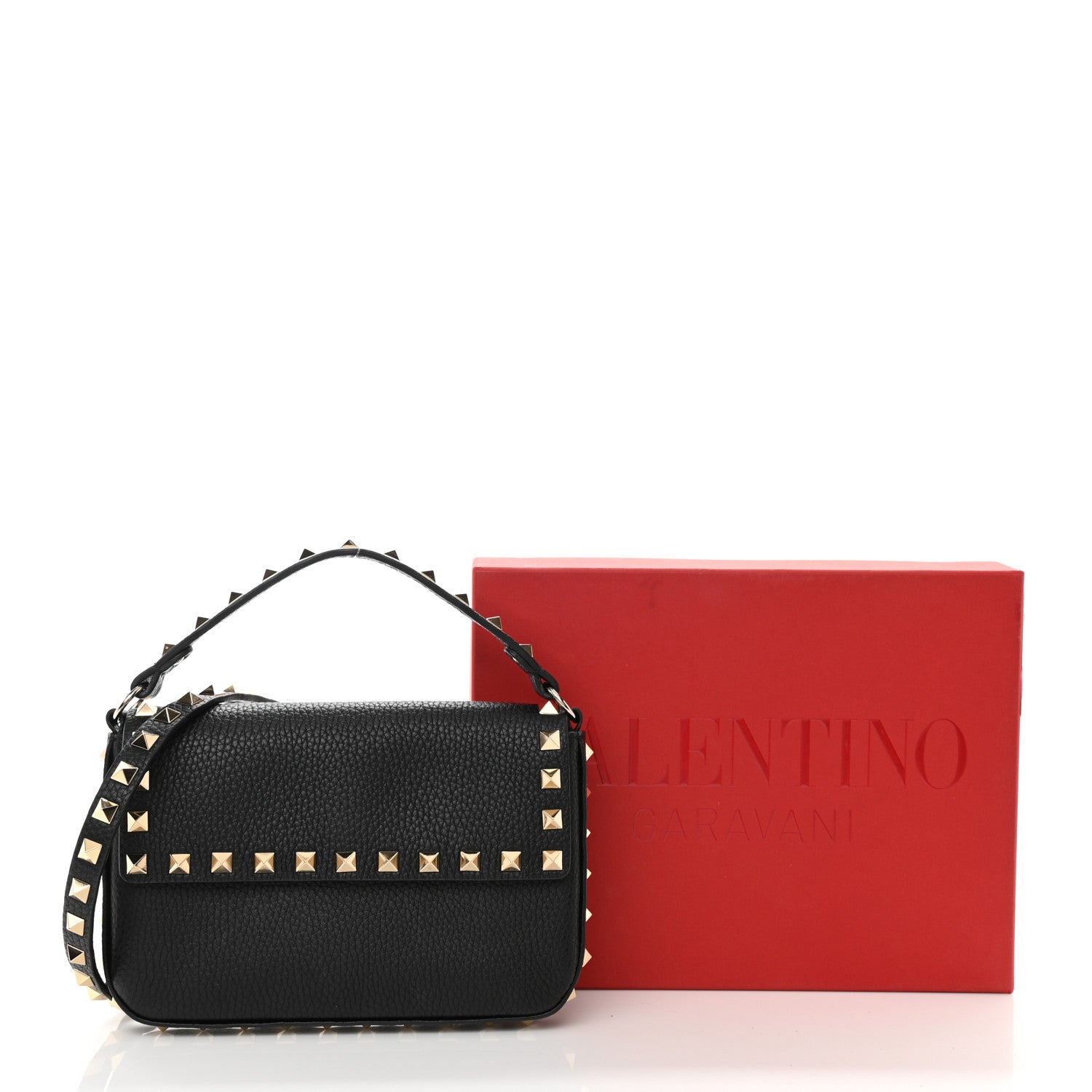 Valentino Garavani Grainy Calfskin Rockstud Crossbody Pouch Black 7 of 7