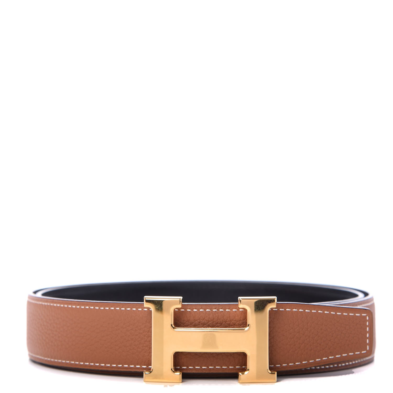 Hermes Box Togo 32mm H Belt 95 Black Gold 1 of 3