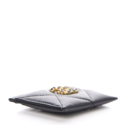 Chanel Shiny Goatskin Quilted Chanel 19 Card Holder Black 3 of 8
