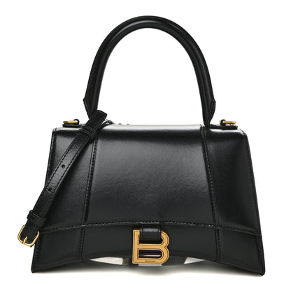 Balenciaga Shiny Box Calfskin Small Hourglass Top Handle Bag Black 1 of 8