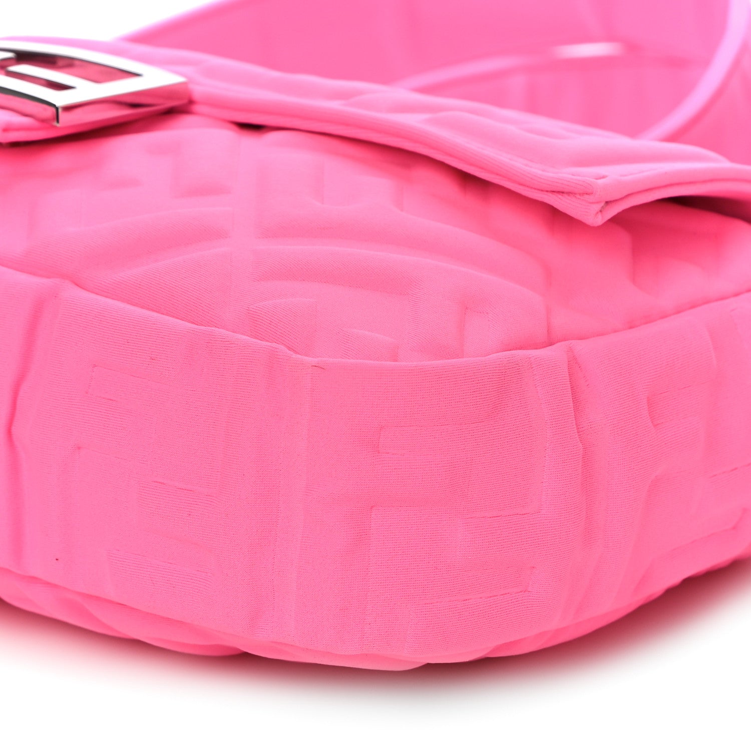 Fendi Lycra FF 1974 Embossed Baguette Rosa Fluo 9 of 10