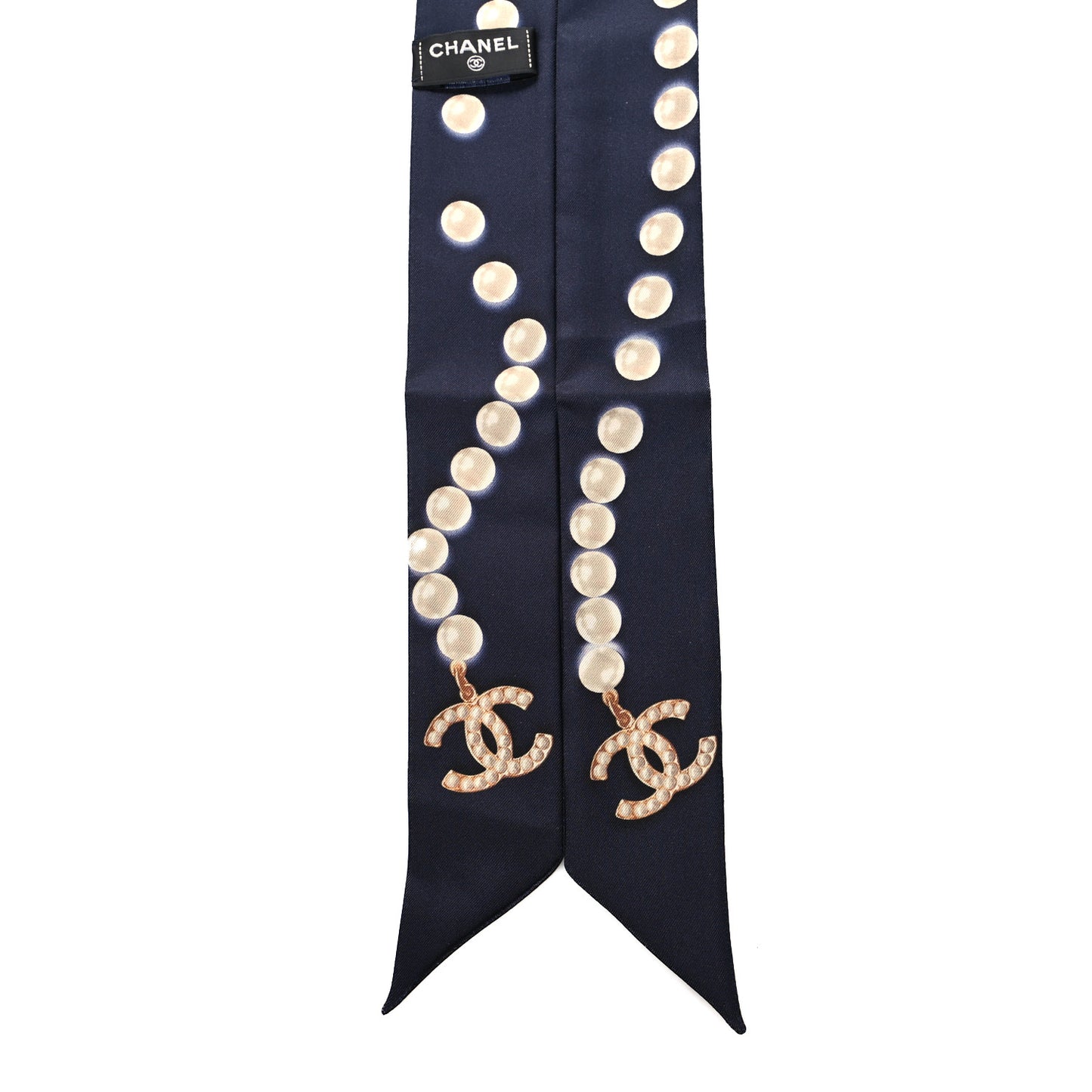 Silk Pearl CC Slim Bandeau Scarf Dark Navy