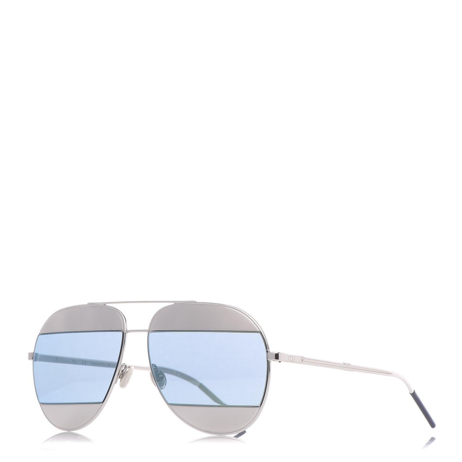 Christian Dior Split 1 Aviator Sunglasses Silver Blue 1 of 6