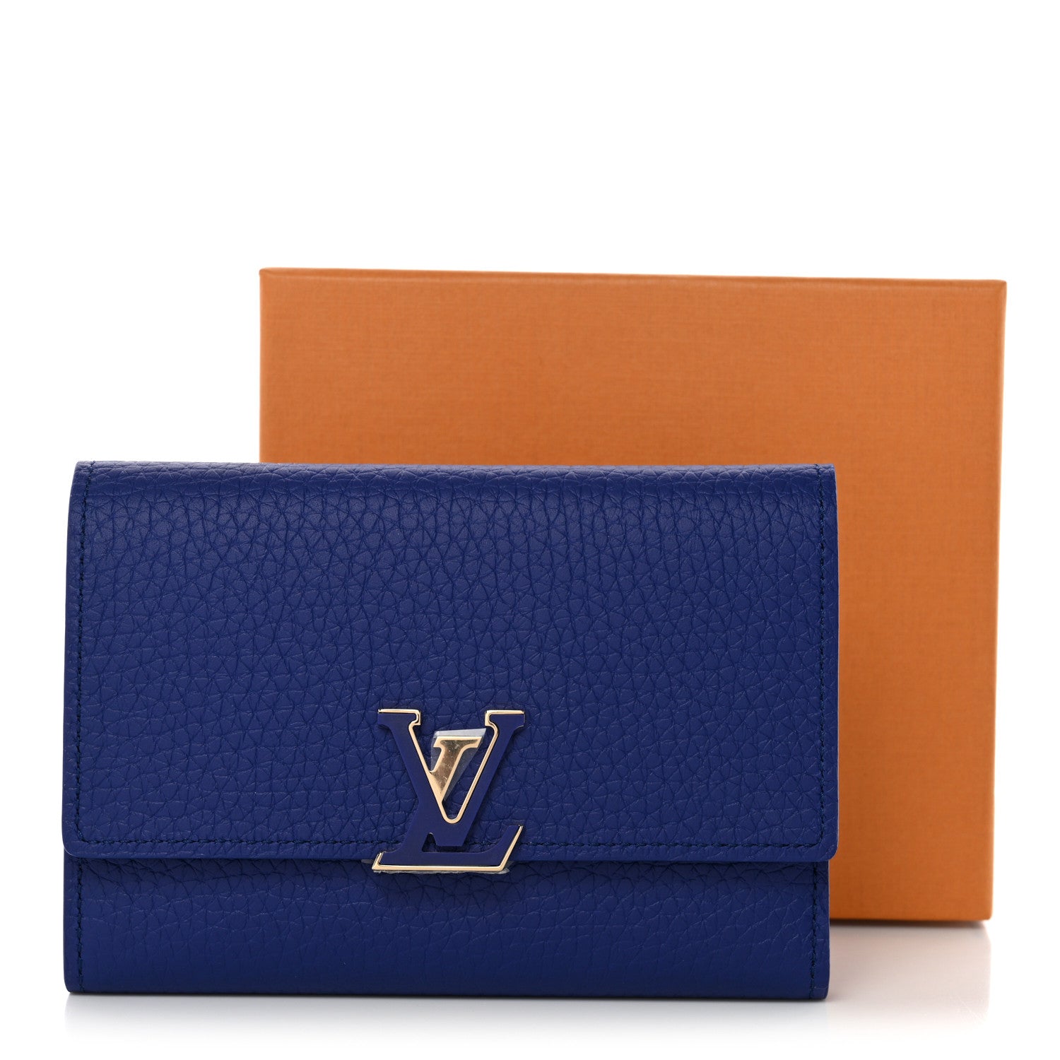 Louis Vuitton Taurillon Capucines Compact Wallet Blue 8 of 8