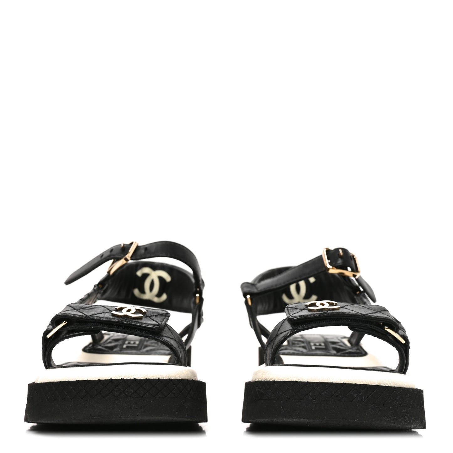 Lambskin Patent Calfskin Logo Platform Sandals 36 Black