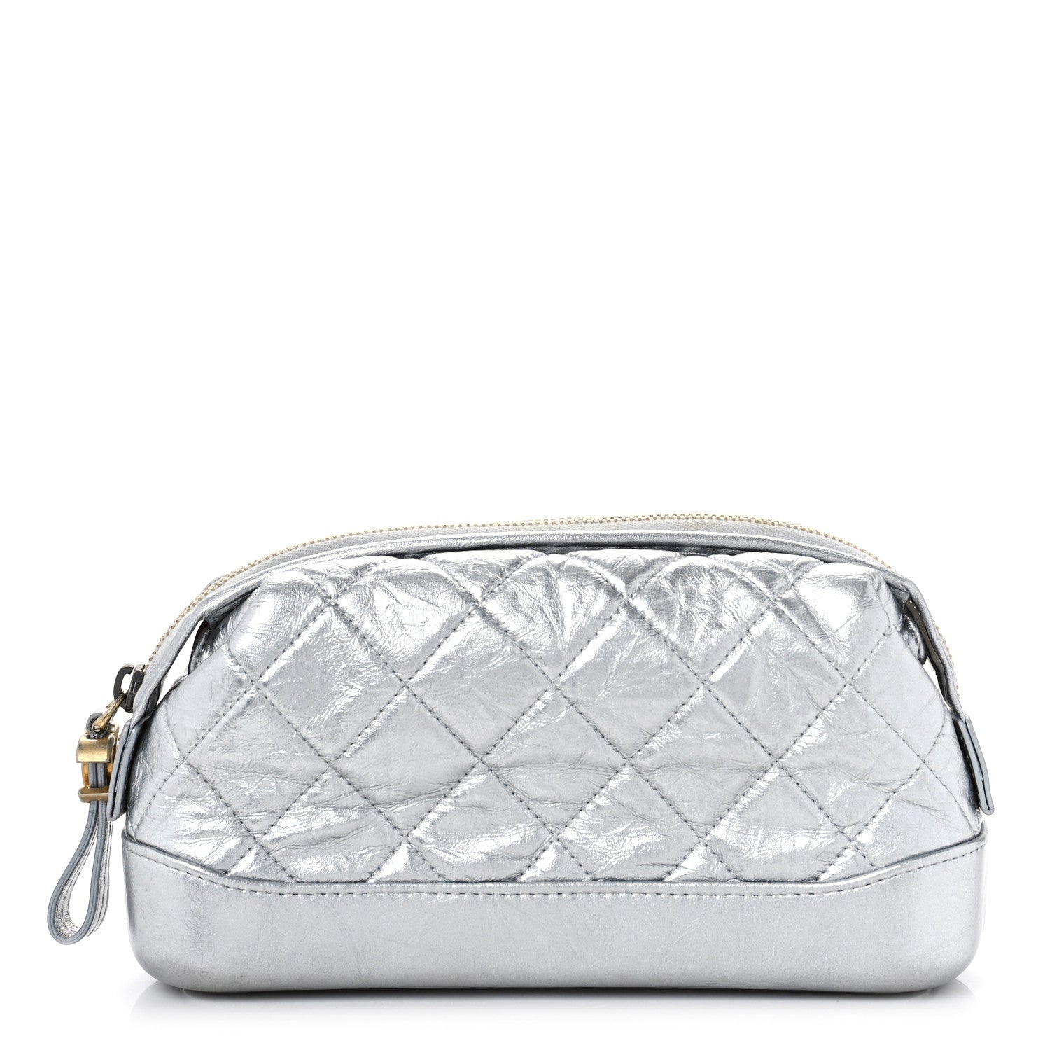 Chanel Metallic Calfskin Quilted Gabrielle Cosmetic Case Silver 1 of 10