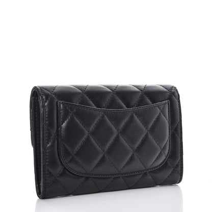 Chanel Lambskin Quilted Small Flap Wallet Black 3 of 9