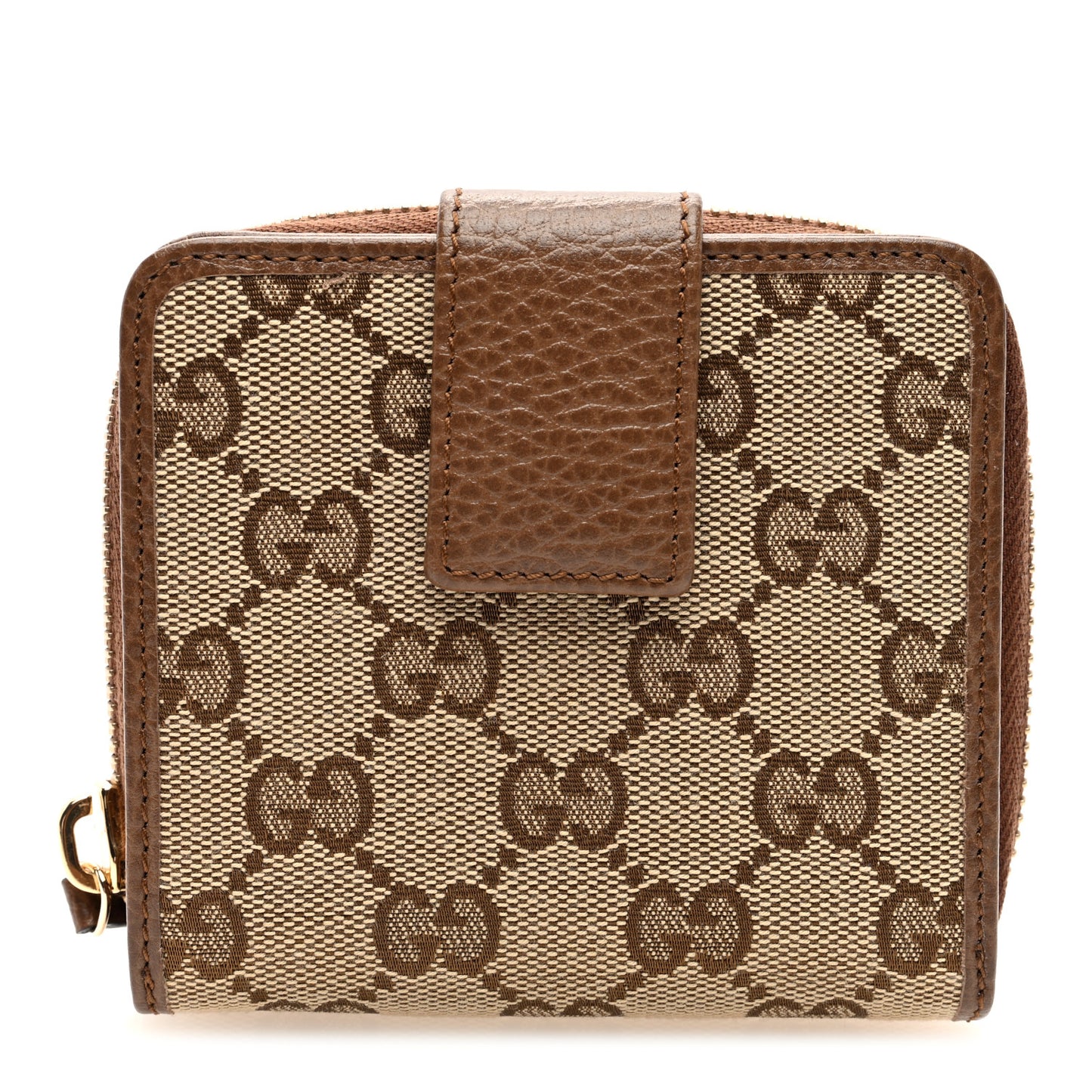 Monogram Dollar Calfskin Zip Around French Wallet Beige Ebony Tabacco
