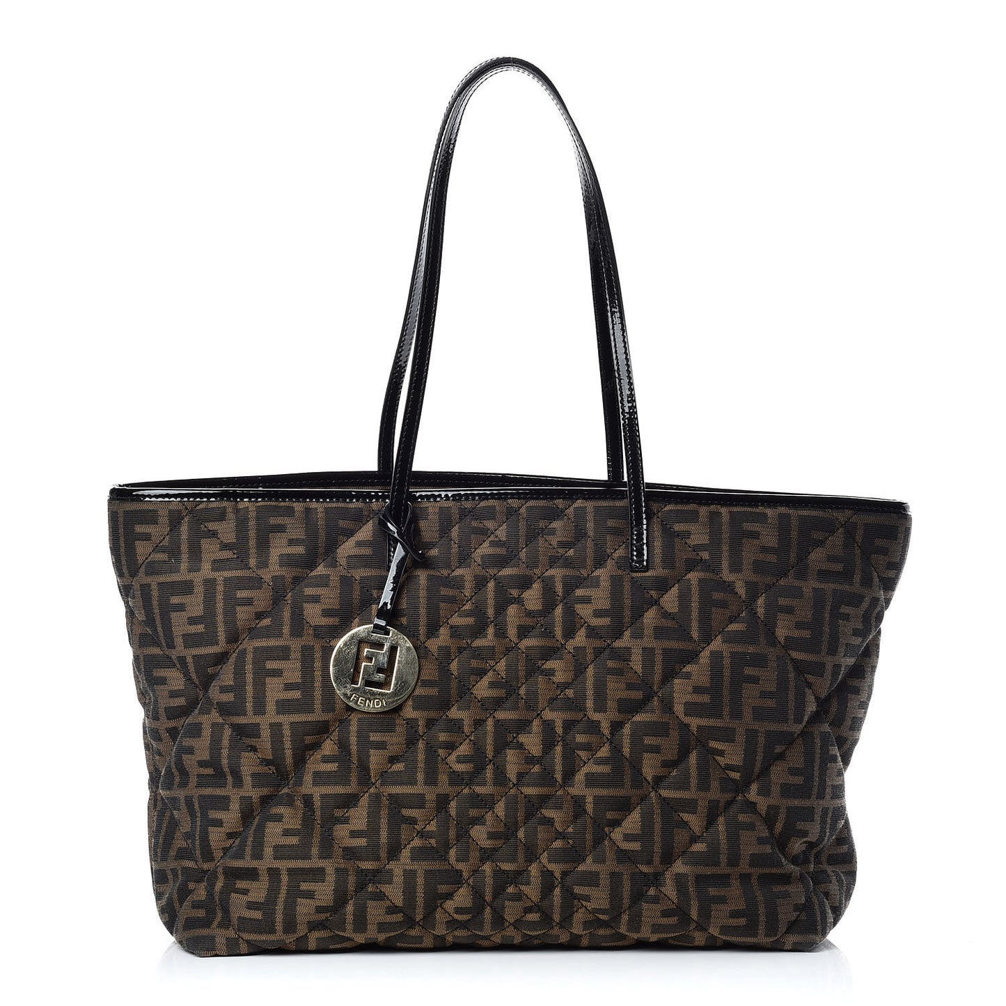 Zucca Quilted Medium Roll Tote Tobacco Black