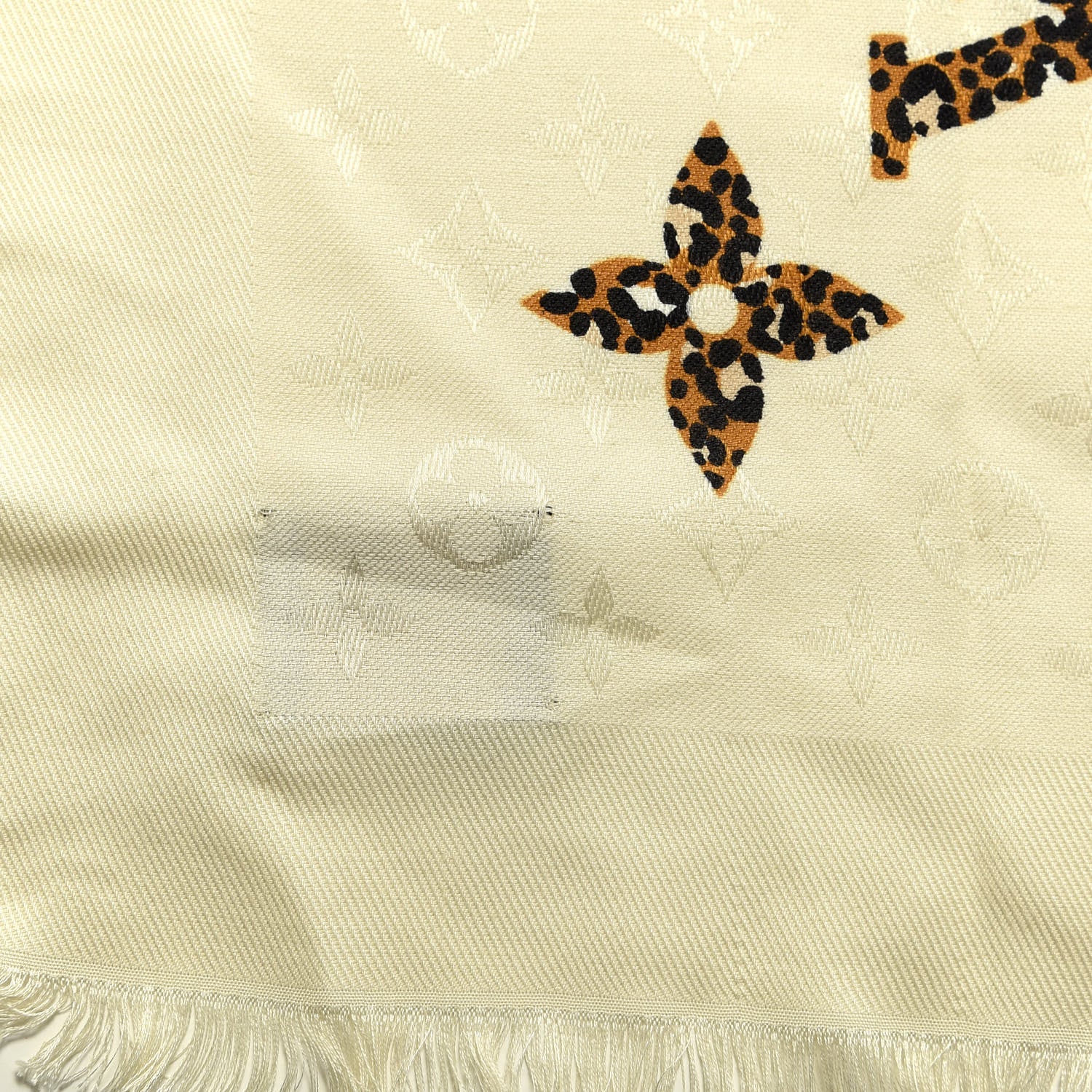Louis Vuitton Wool Silk Monogram Giant Jungle Shawl Beige 4 of 6