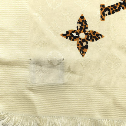 Louis Vuitton Wool Silk Monogram Giant Jungle Shawl Beige 4 of 6