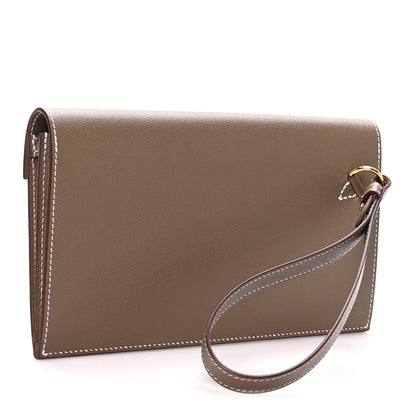 Hermes Madame Calfskin Kelly Pocket Long Wallet Etoupe 2 of 10
