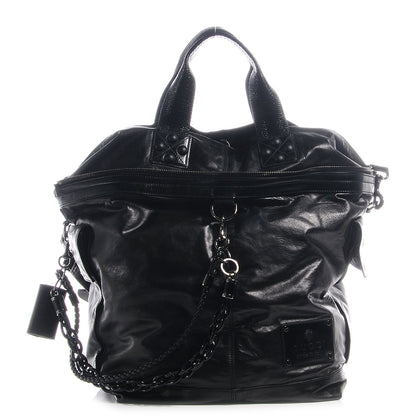 Gucci Mens Leather Large Crest Trademark Tote Black 1 of 9