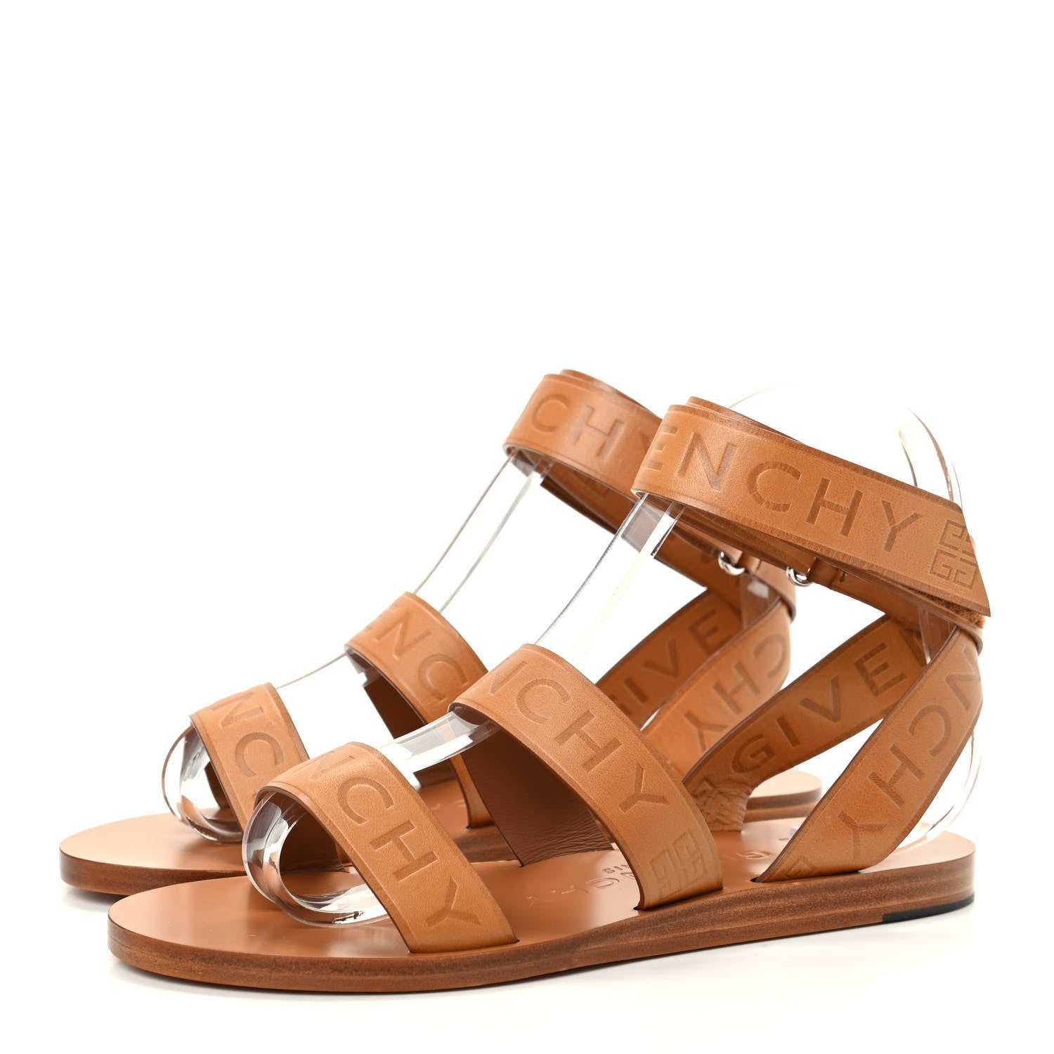 Givenchy Calfskin Logo Ankle Strap Sandals 36 Brown 3 of 10