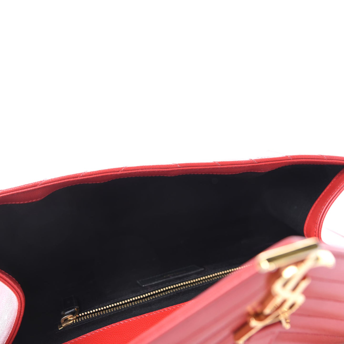 Grain De Poudre Matelasse Chevron Large Monogram Satchel Lipstick Red
