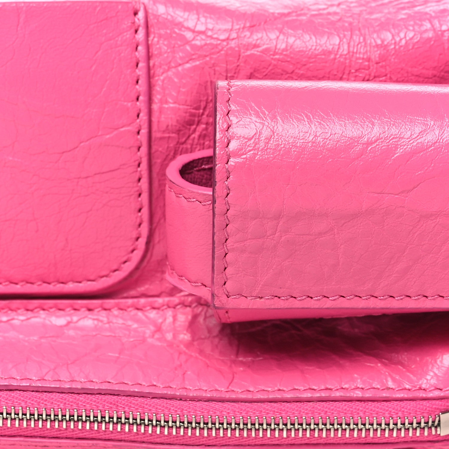 Balenciaga Agneau Arena Superbusy XS Sling Zip Shoulder Bag Hot Pink 8 of 11