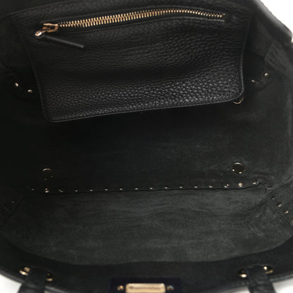 Valentino Garavani Grained Calfskin Small Rockstud Tote Black 5 of 10