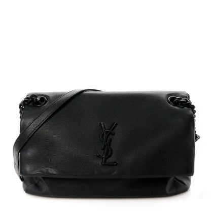 Saint Laurent Grain De Poudre Medium West Hollywood Monogram Fold-Over Black 1 of 11
