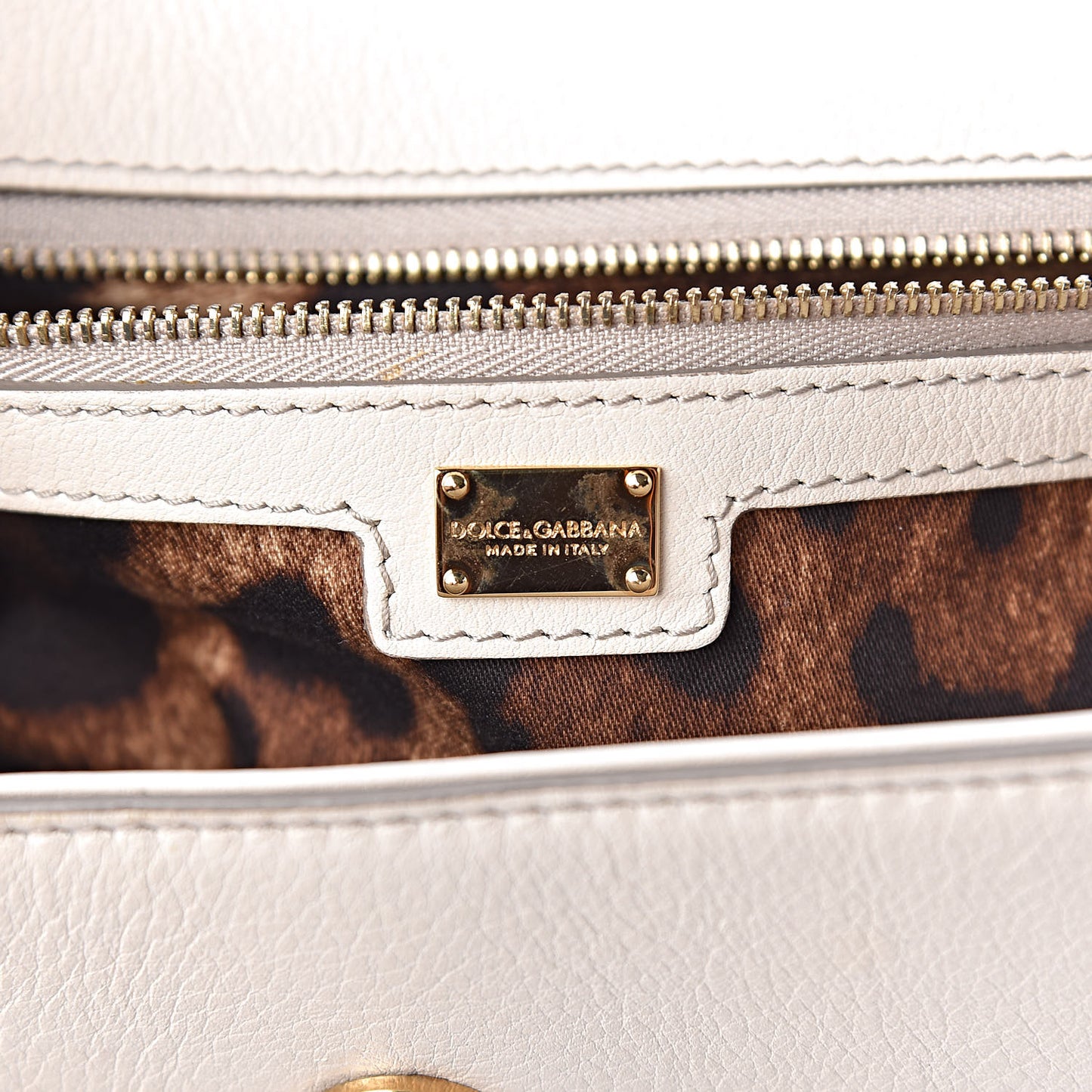 Grained Deerskin Large Bi-Color Miss Sicily Satchel White Caramello