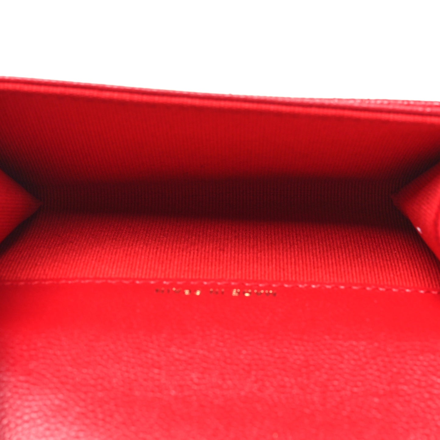 Caviar Quilted Crystal Enamel CC Flap Card Holder Red