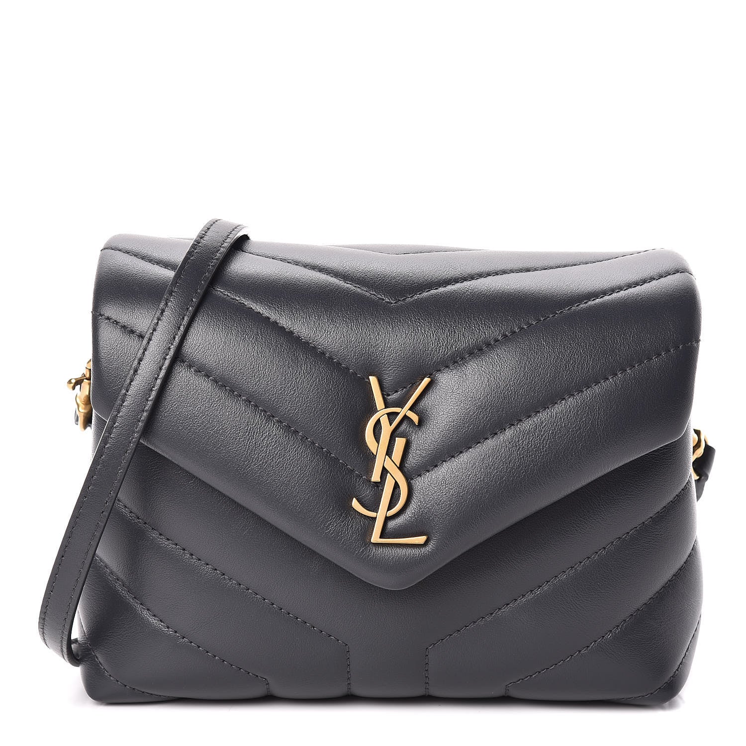 Saint Laurent Calfskin Y Quilted Monogram Toy Loulou Crossbody Bag Asphalt 1 of 12