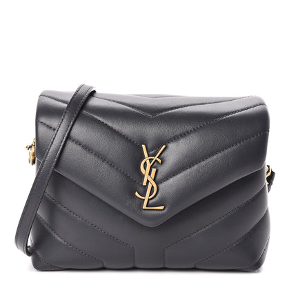 Saint Laurent Calfskin Y Quilted Monogram Toy Loulou Crossbody Bag Asphalt 1 of 12