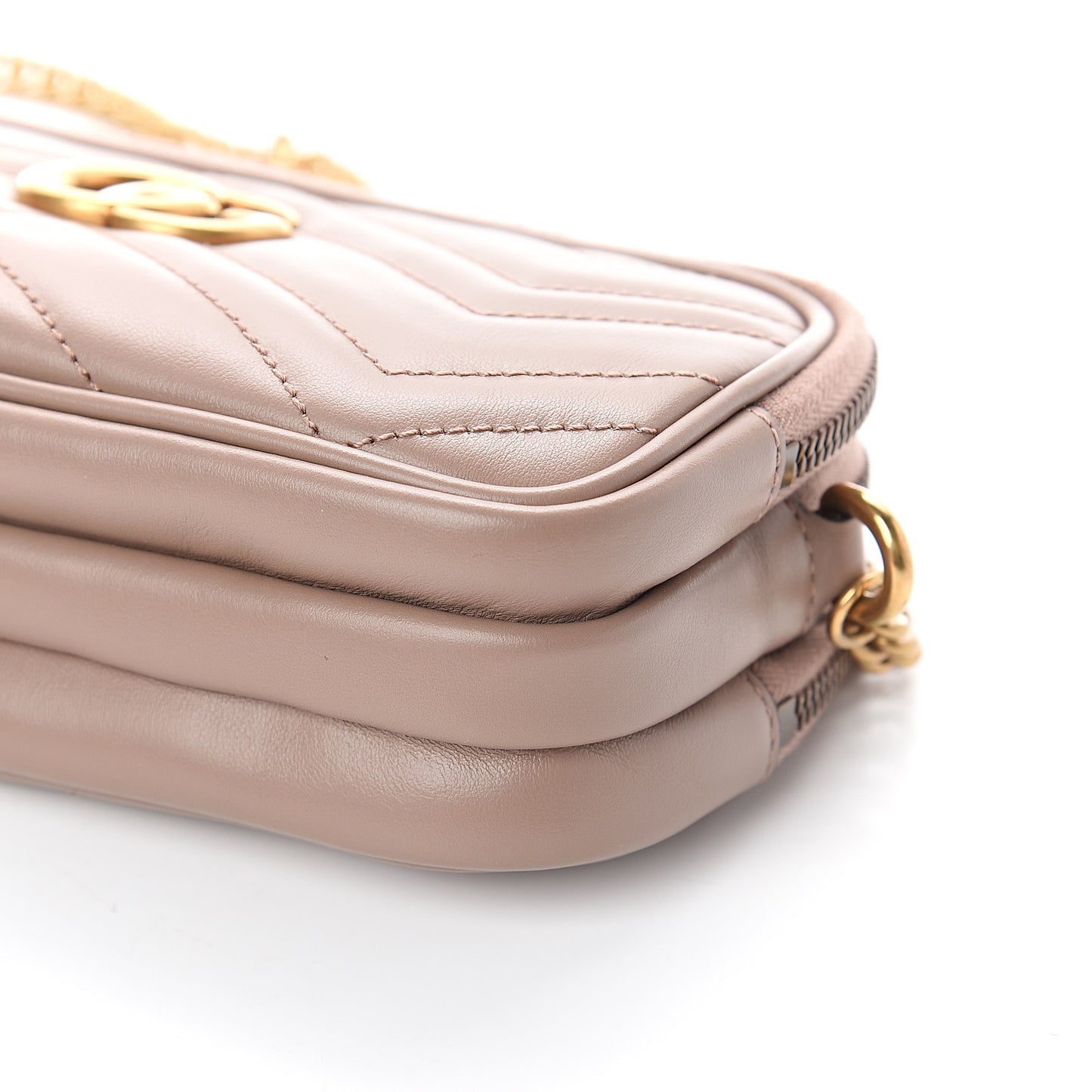 Calfskin Matelasse Mini GG Marmont Chain Crossbody Bag Porcelain Rose