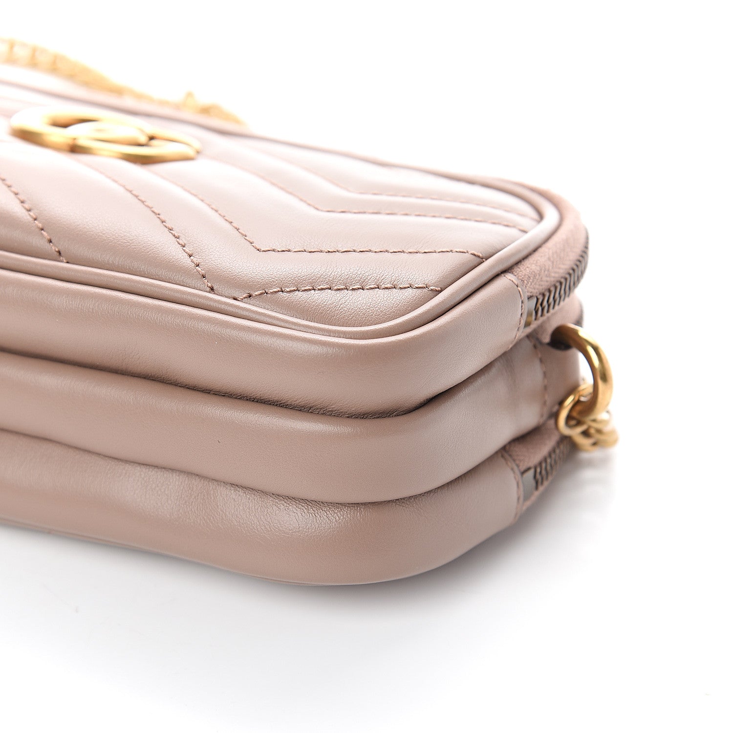 Gucci Calfskin Matelasse Mini GG Marmont Chain Crossbody Bag Porcelain Rose 10 of 11