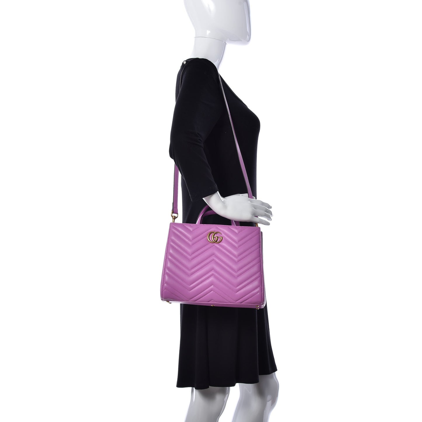 Calfskin Matelasse Small GG Marmont Tote Candy Mousse