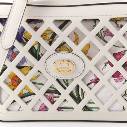 Gucci Canvas Calfskin Flora Infinity Cutout Shoulder Bag White Multicolor 10 of 10