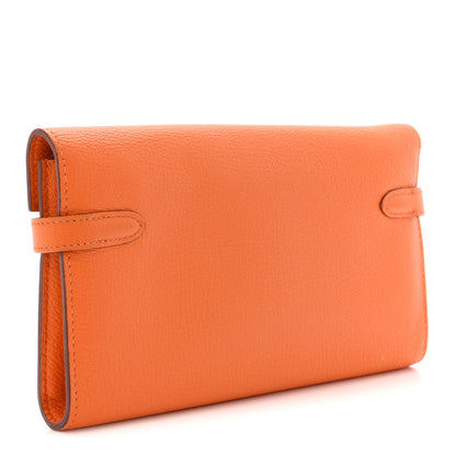 Hermes Chevre Mysore Kelly Longue Wallet Orange 3 of 7