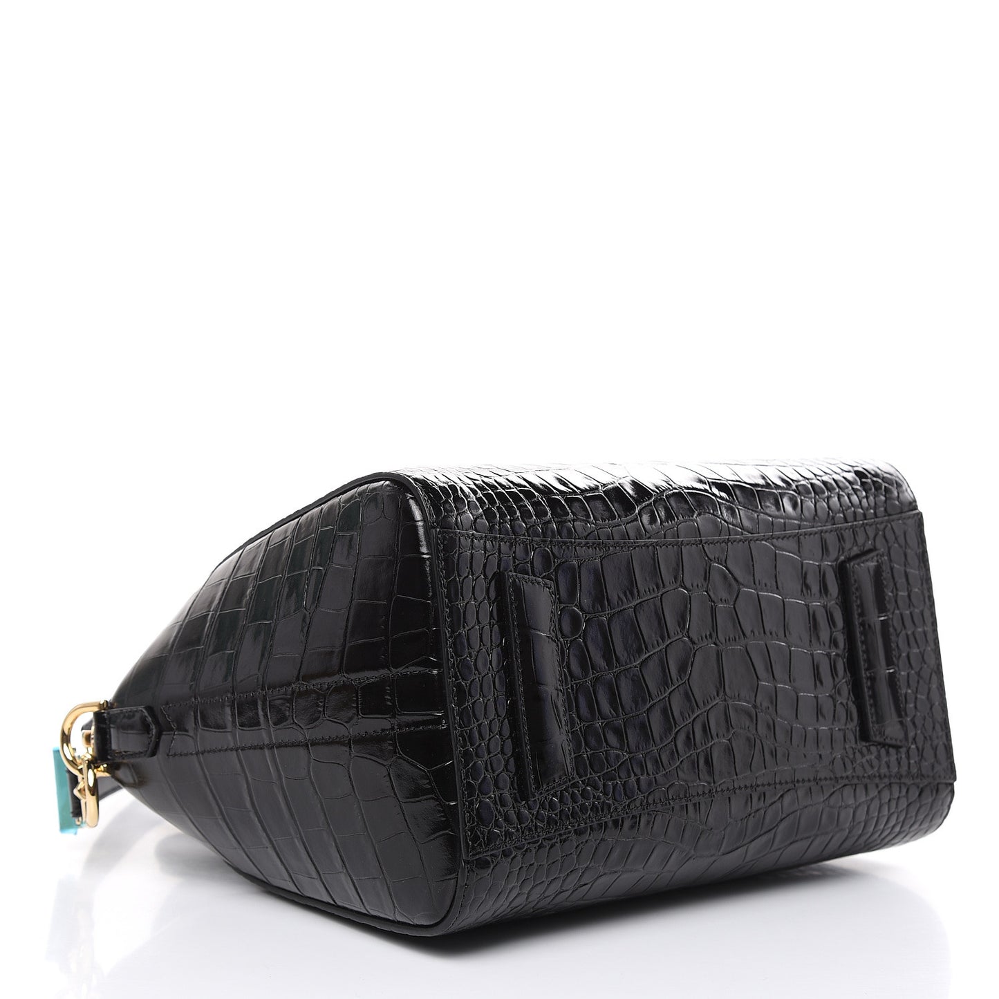 Calfskin Crocodile Embossed Small Antigona Black
