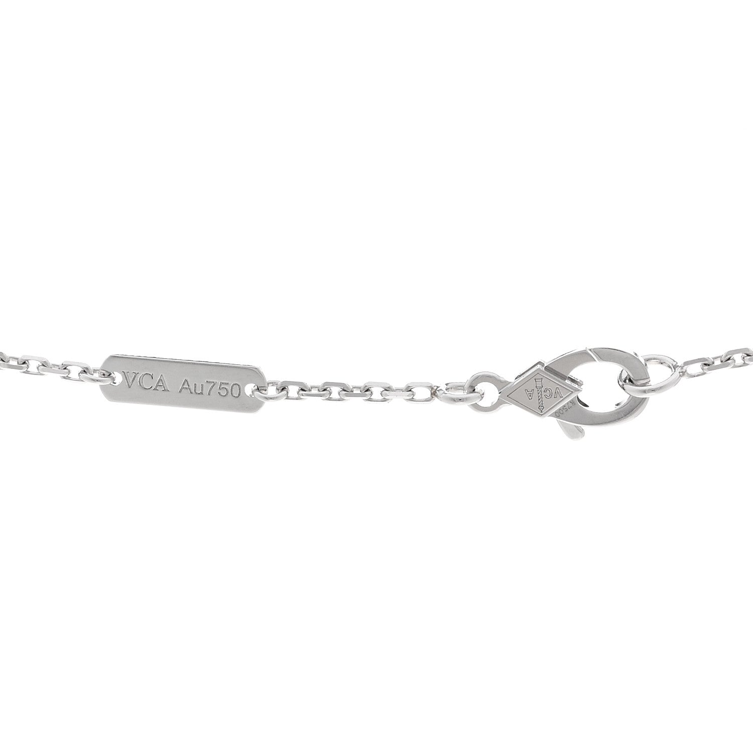 Van Cleef & Arpels 18K White Gold Guilloche Vintage Alhambra Pendant Necklace 4 of 6